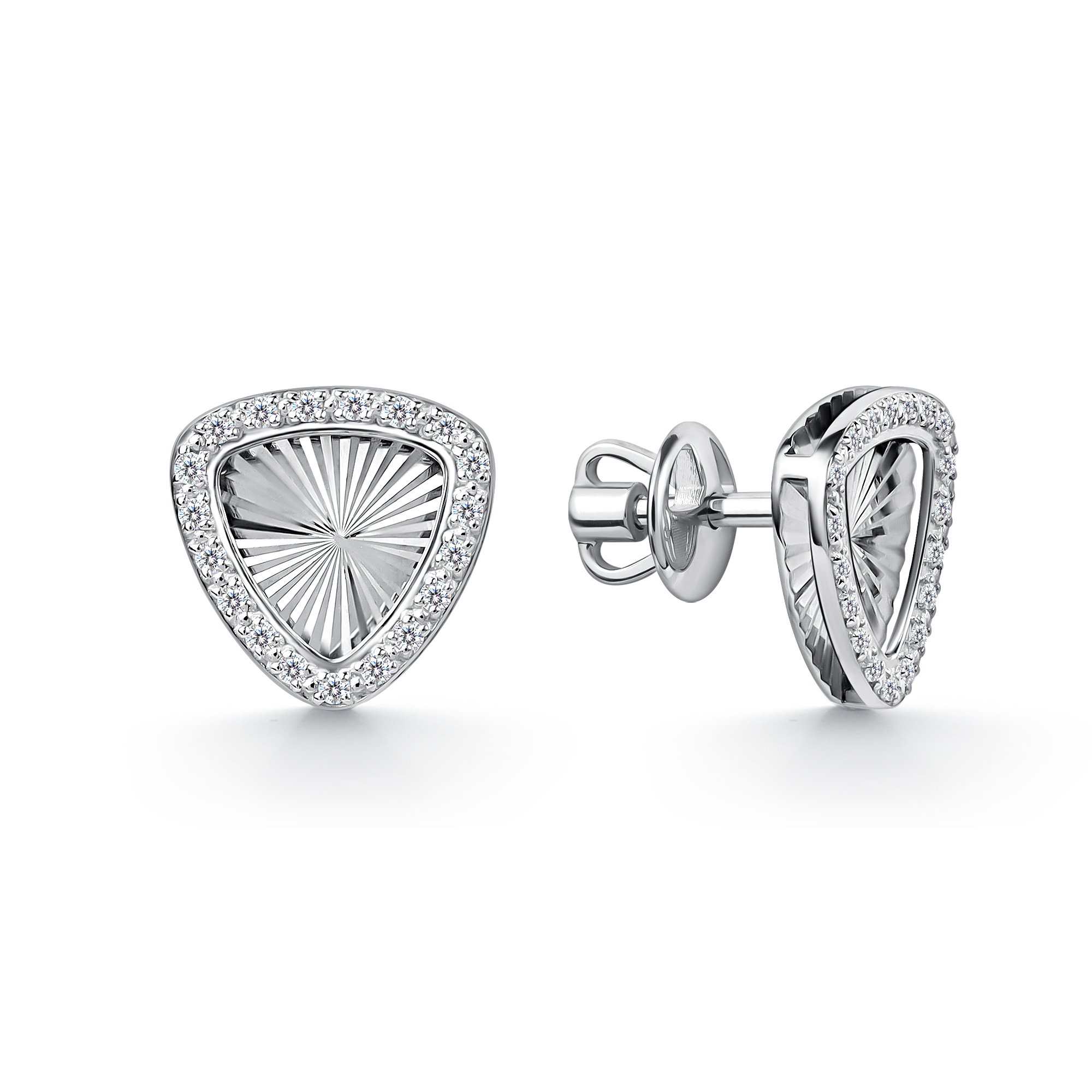 Серьги пусеты из белого золота с бриллиантами