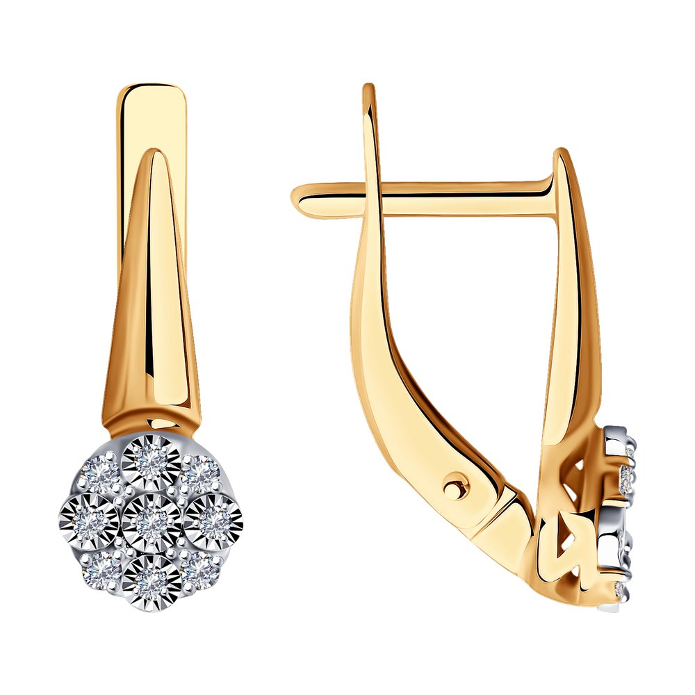 Серьги из красного золота с бриллиантами