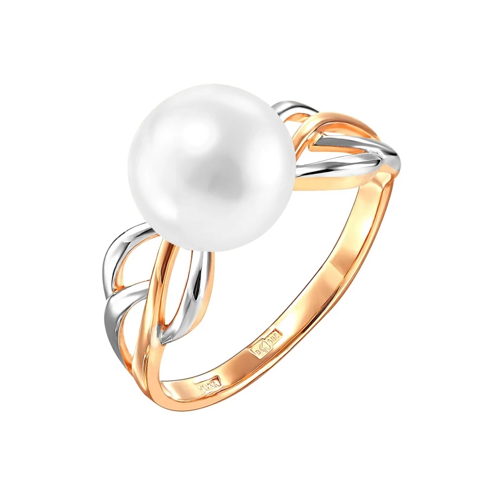 Кольцо из красного золота с жемчугом