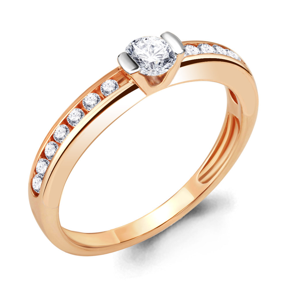 Кольцо из красного золота с фианитами