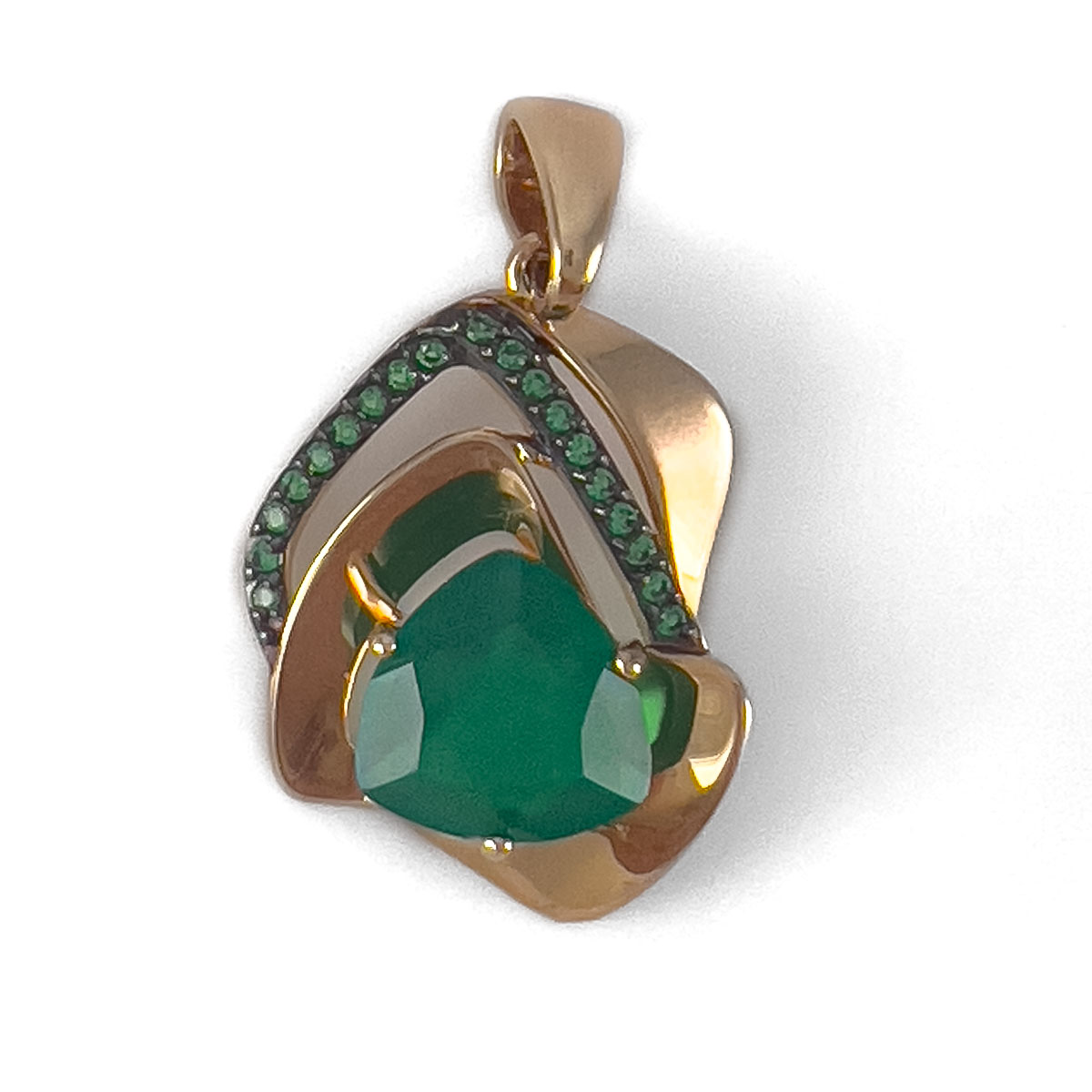 Подвеска из золота с агатом и фианитами