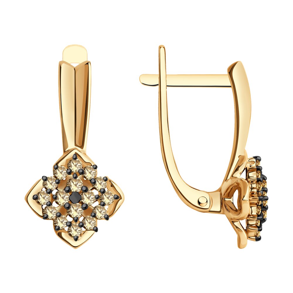 Серьги из красного золота с бриллиантами