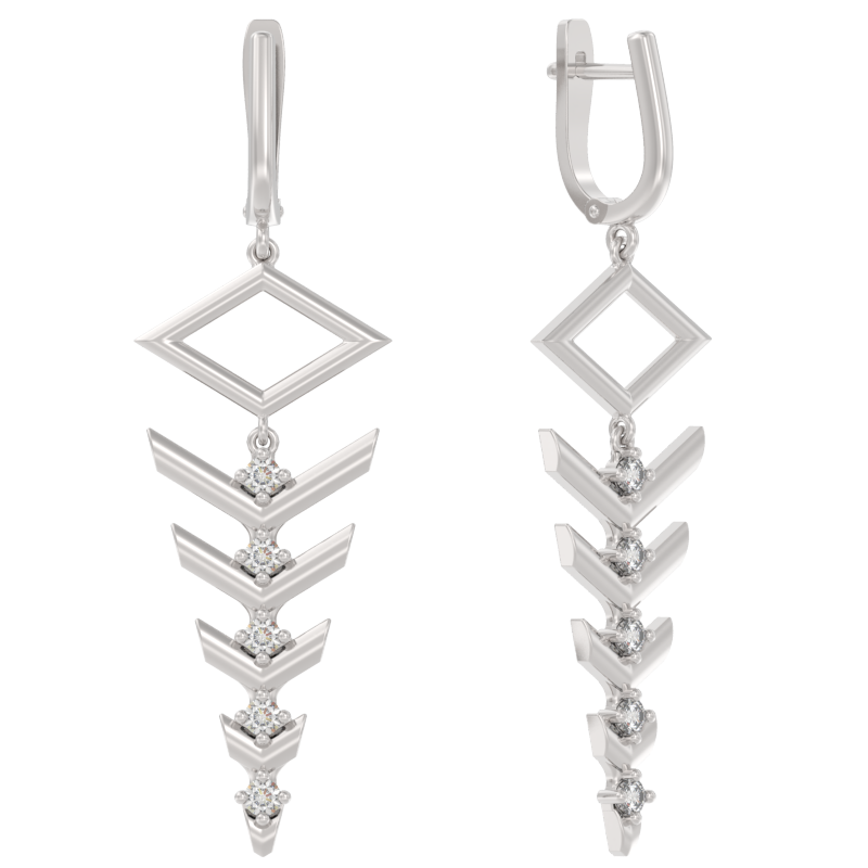 Серьги из серебра с фианитами