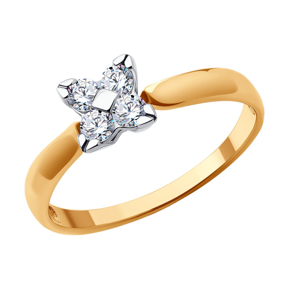 Кольцо из красного золота с фианитами