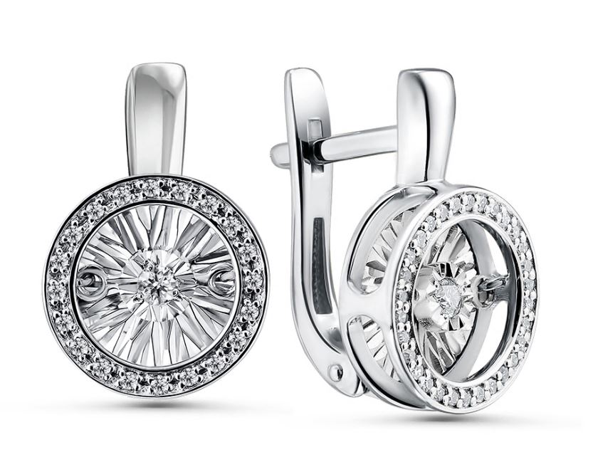 Серьги из белого золота с бриллиантами