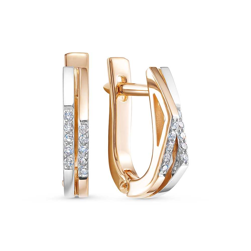 Серьги из комбинированного золота с бриллиантами