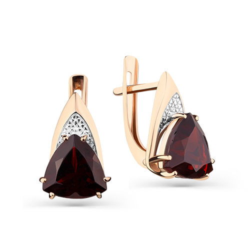 Серьги из красного золота с гранатами