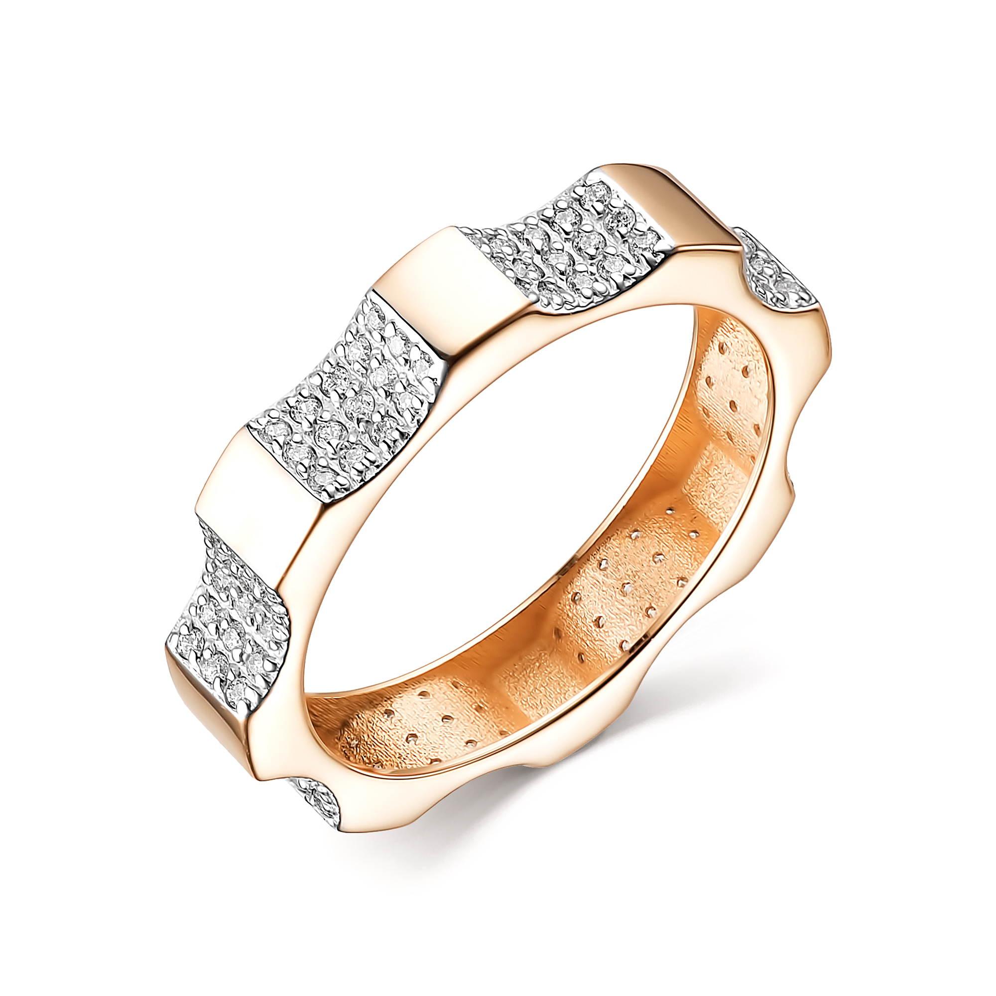 Кольцо из желтого золота с фианитами