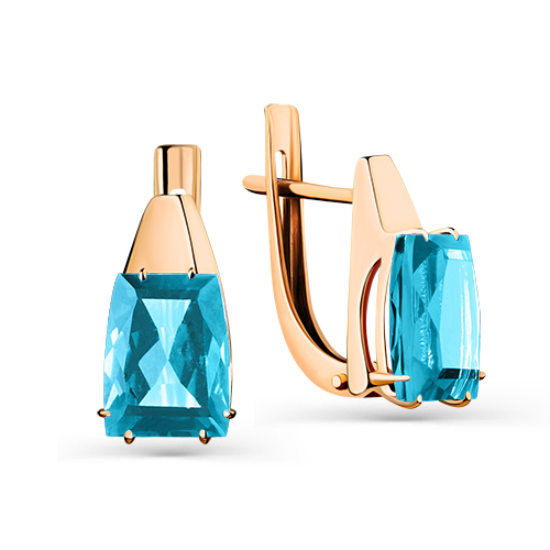 Серьги из красного золота с топазами