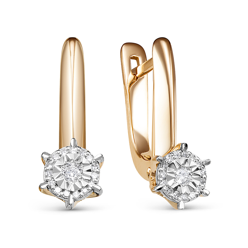 Серьги из красного золота с бриллиантами