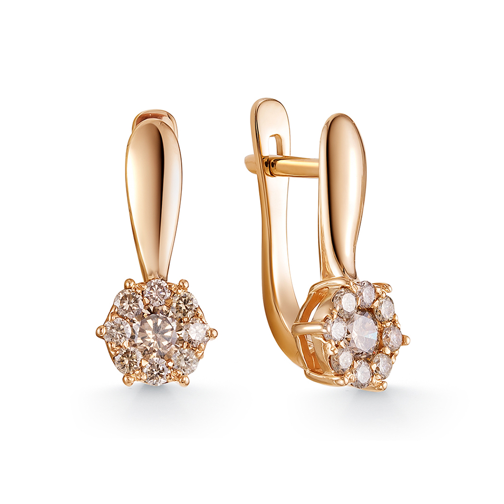 Серьги из красного золота с бриллиантами