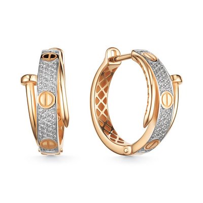 Серьги из красного золота с фианитами