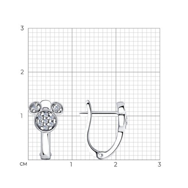 Серьги из серебра с фианитами