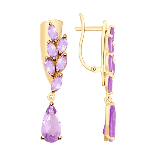 Серьги из красного золота с аметистами