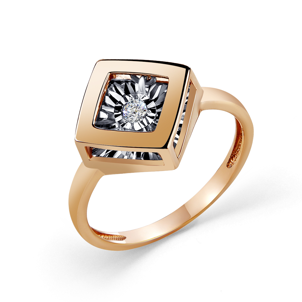 Кольцо из красного золота с танцующим бриллиантом