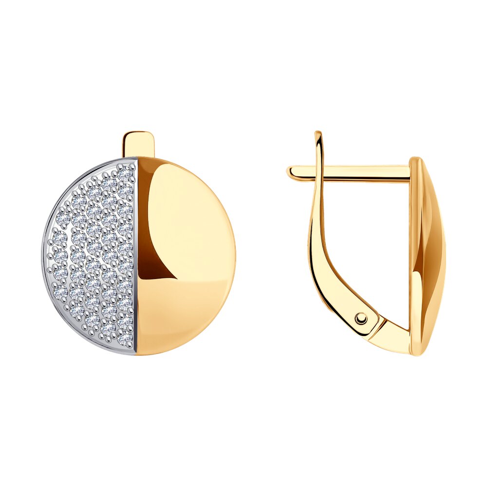 Серьги из красного золота с фианитами