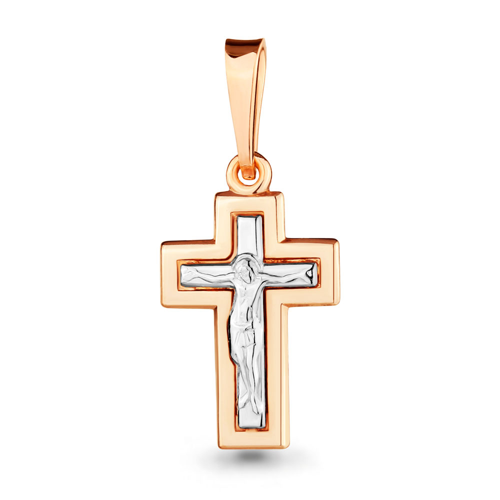 Крестик православный из комбинированного золота