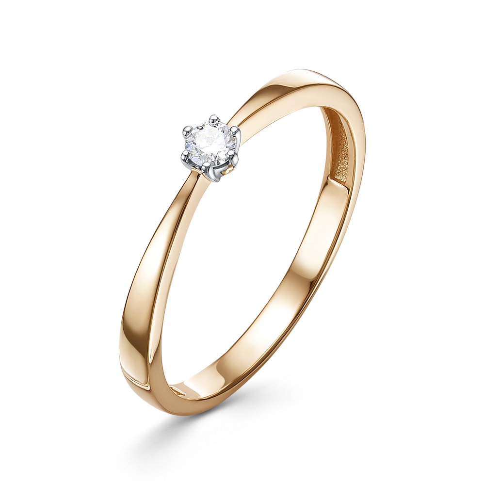 Кольцо из красного золота с бриллиантом