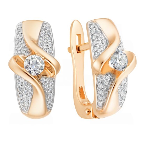 Серьги из красного золота с бриллиантами