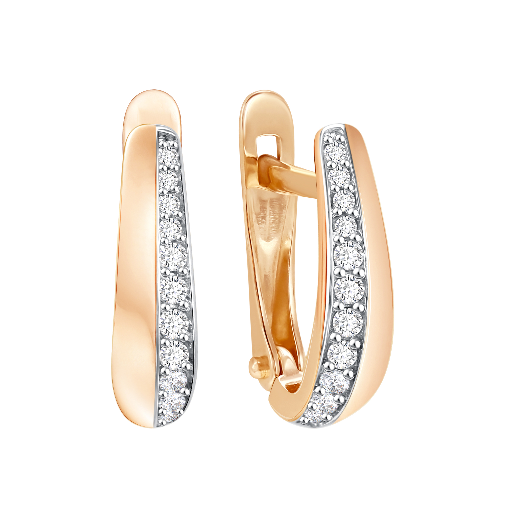 Серьги из красного золота с фианитами