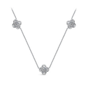 Колье из белого золота с подвесками в форме клевера с бриллиантами