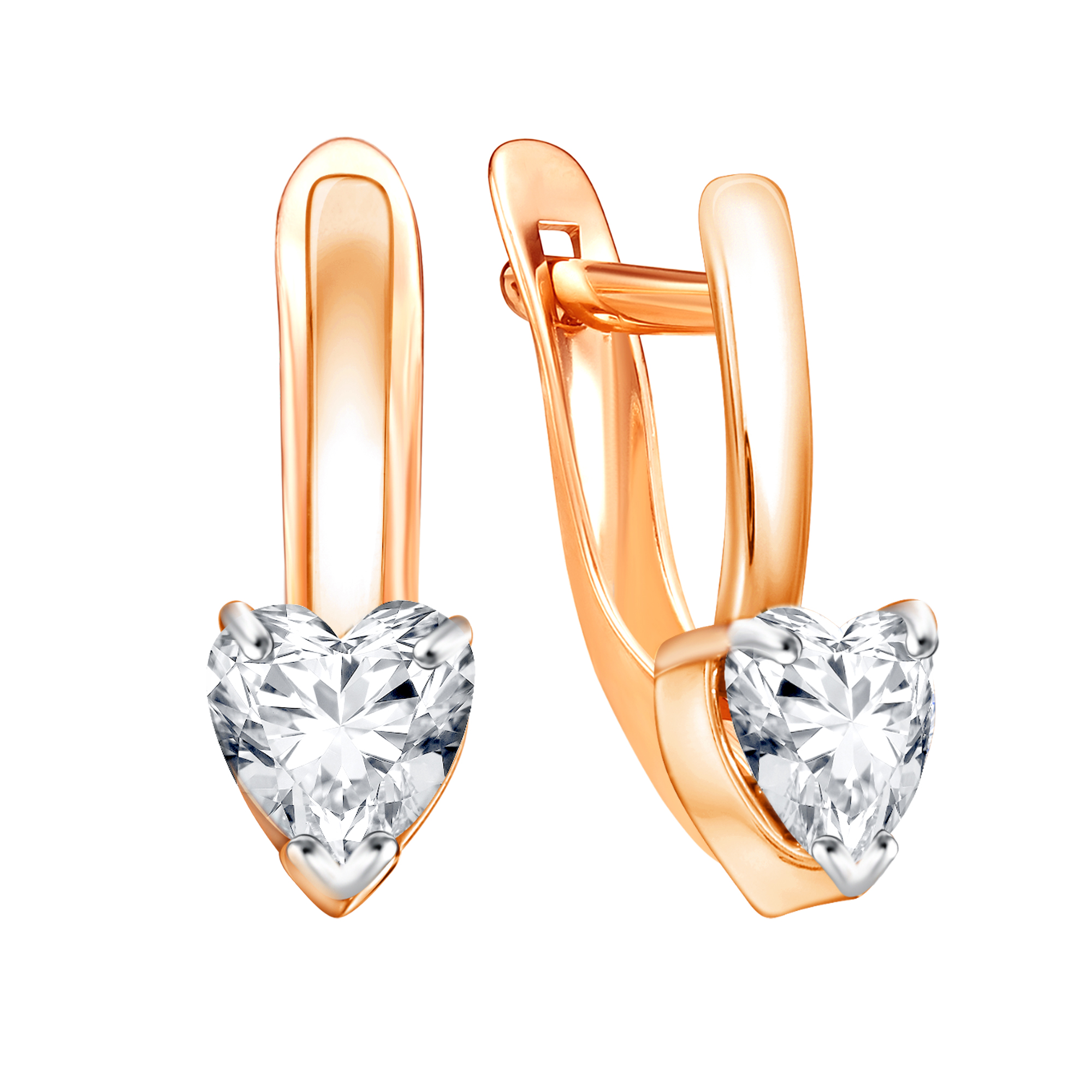 Серьги из красного золота с фианитами