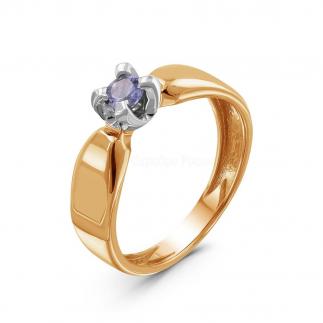 Кольцо из позолоченного серебра с танзанитом