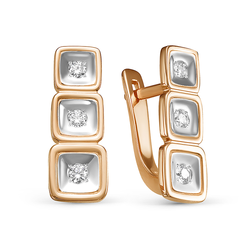 Серьги из красного золота с бриллиантами