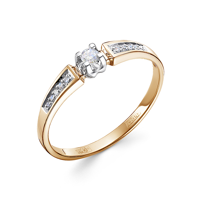 Кольцо из красного золота с бриллиантами