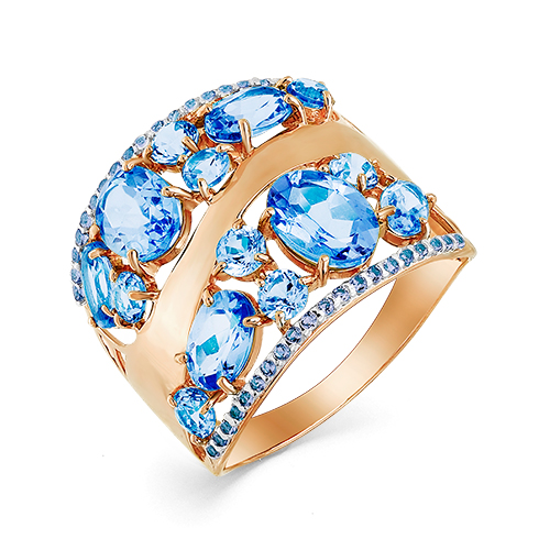 Кольцо из красного золота с топазами и фианитами