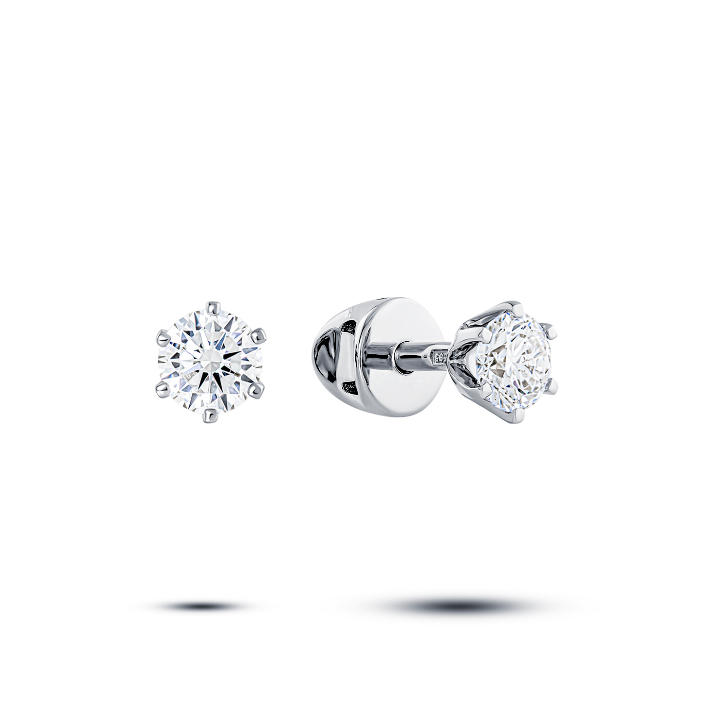 Серьги пусеты из белого золота с бриллиантами