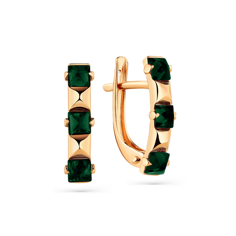 Серьги из красного золота с синтетическими турмалинами