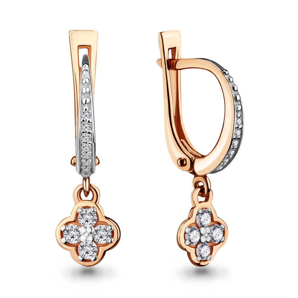 Серьги из красного золота с фианитами