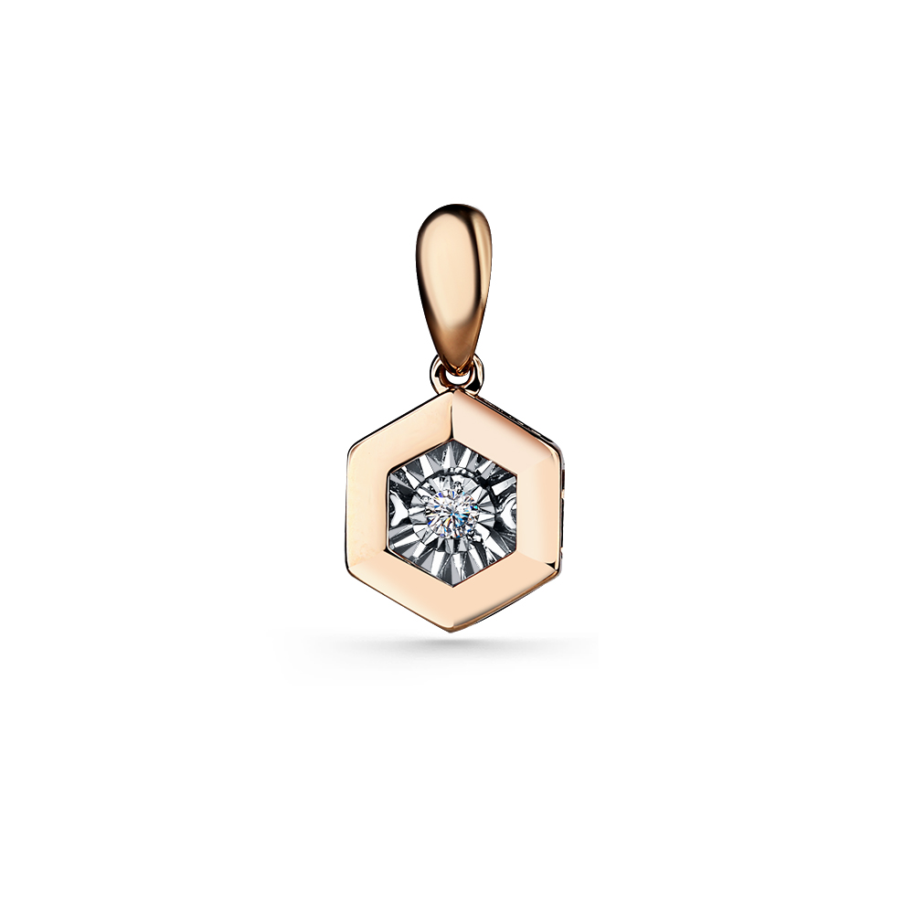 Подвеска из красного золота с танцующим бриллиантом