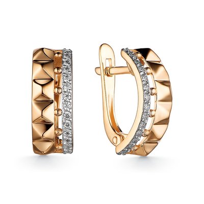 Серьги из красного золота с фианитами