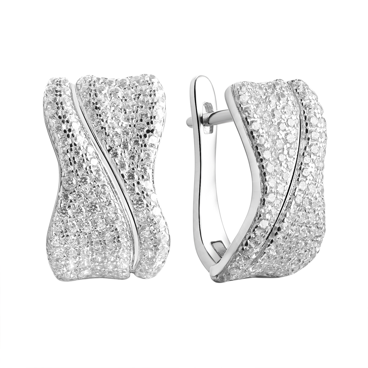 Серьги из серебра с фианитами