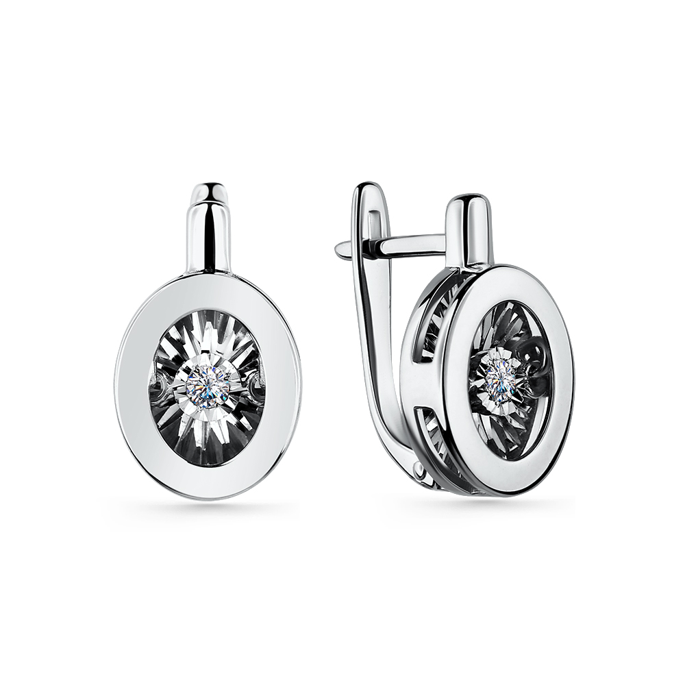 Серьги из белого золота с танцующим бриллиантом