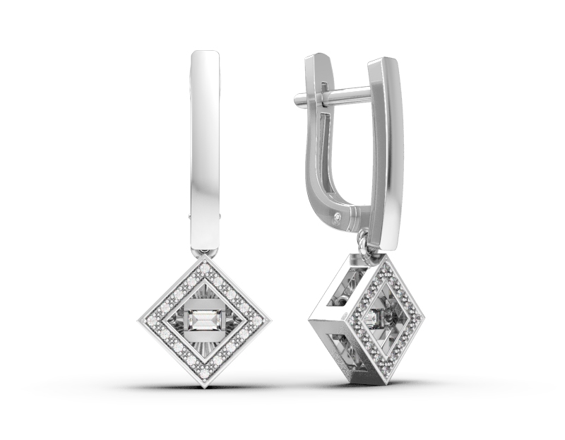 Серьги из белого золота с бриллиантами