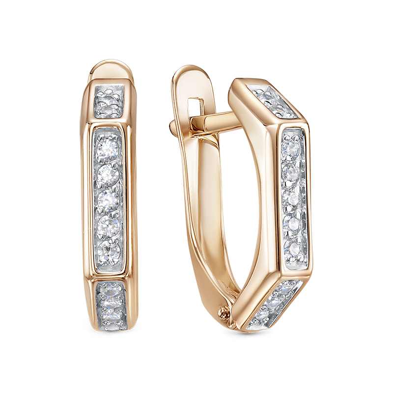 Серьги из красного золота с фианитами