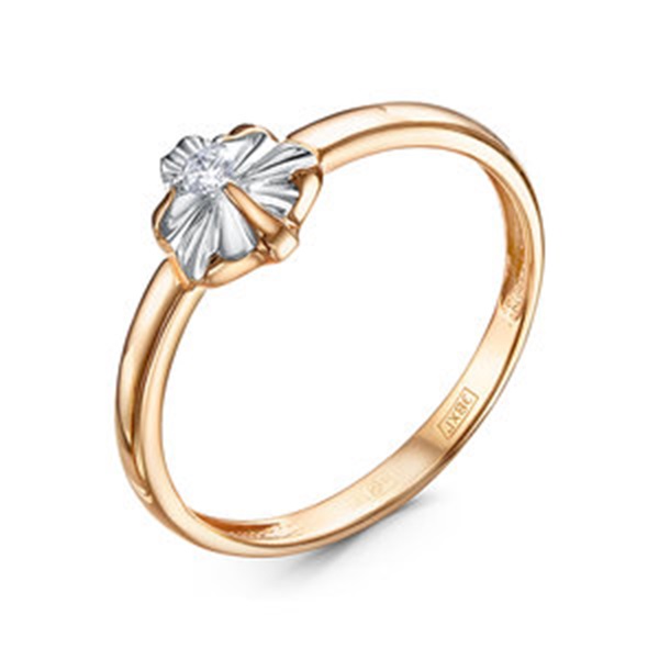 Кольцо из красного золота с бриллиантом