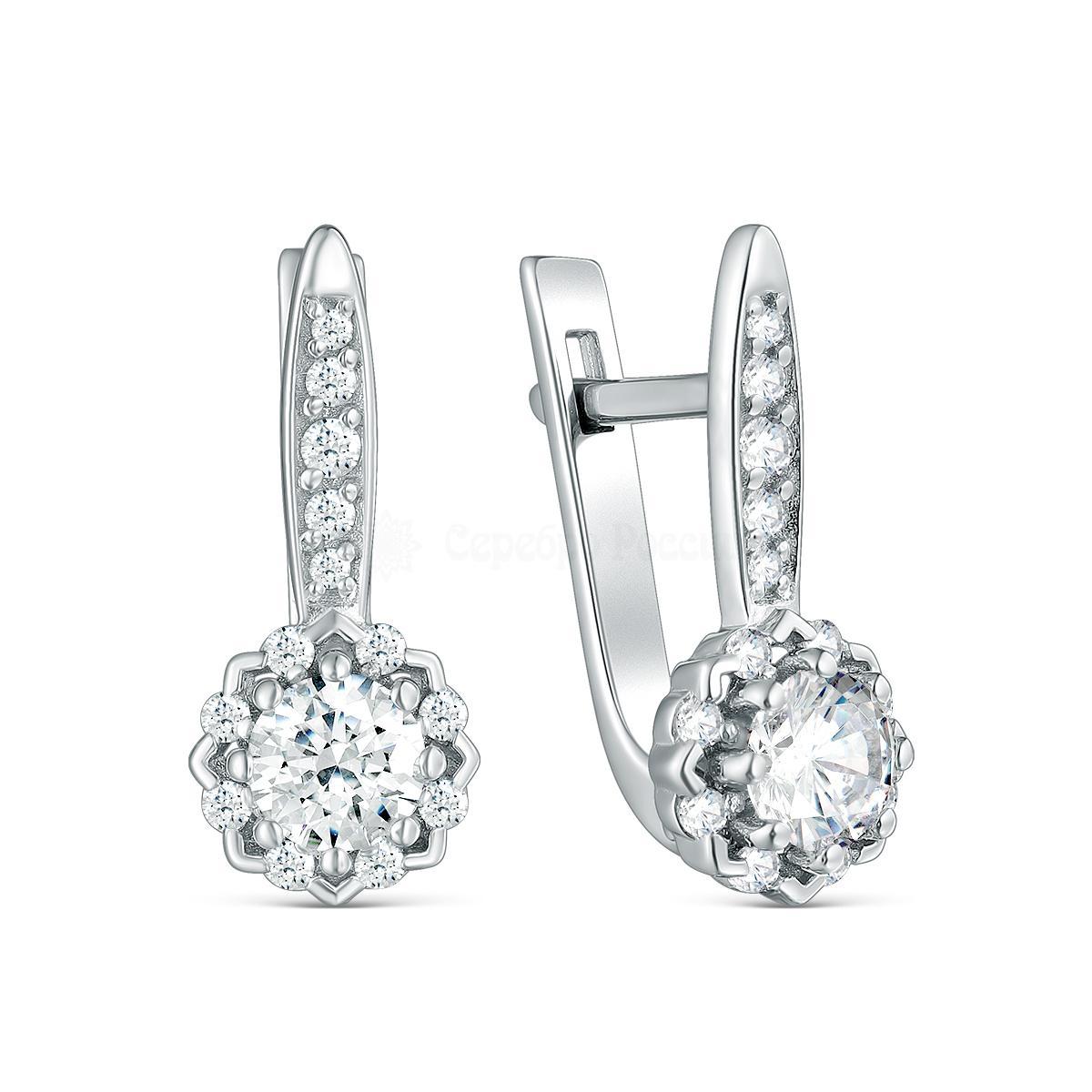 Серьги из серебра с фианитами