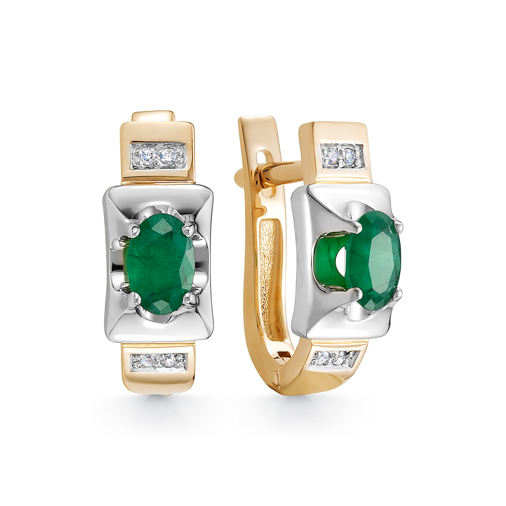 Серьги из красного золота с изумрудами и бриллиантами