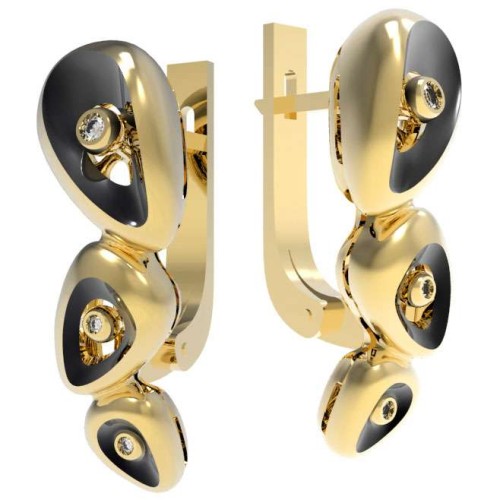 Серьги из желтого золота с бриллиантами