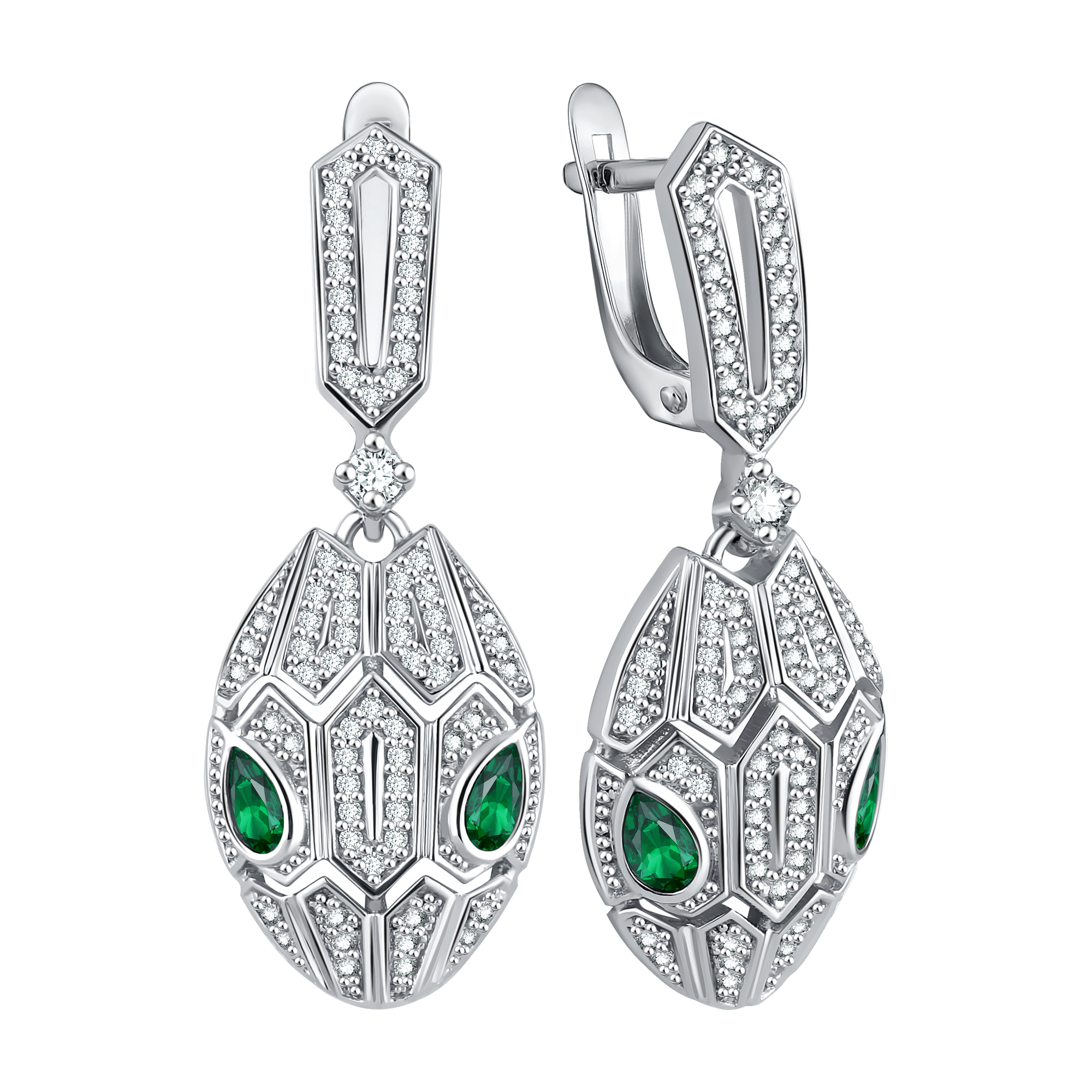 Серьги из серебра с фианитами