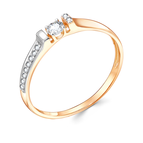 Кольцо из красного золота с фианитами