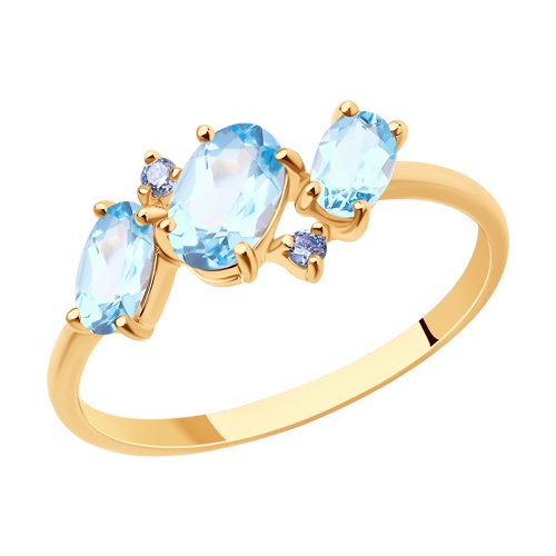 Кольцо из красного золота с топазами и фианитами