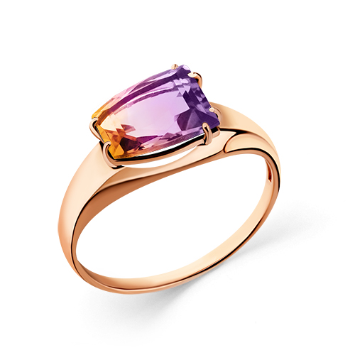 Кольцо из красного золота с аметрином