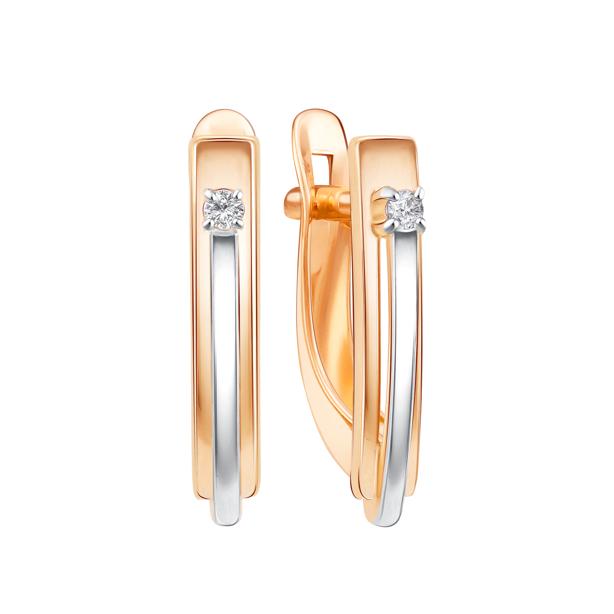 Серьги из красного золота с фианитами