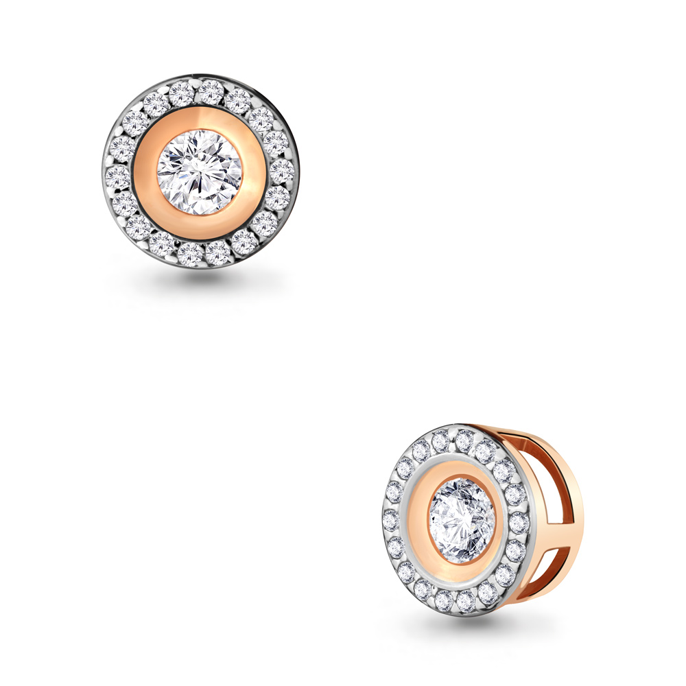 Подвеска из комбинированного золота с фианитами