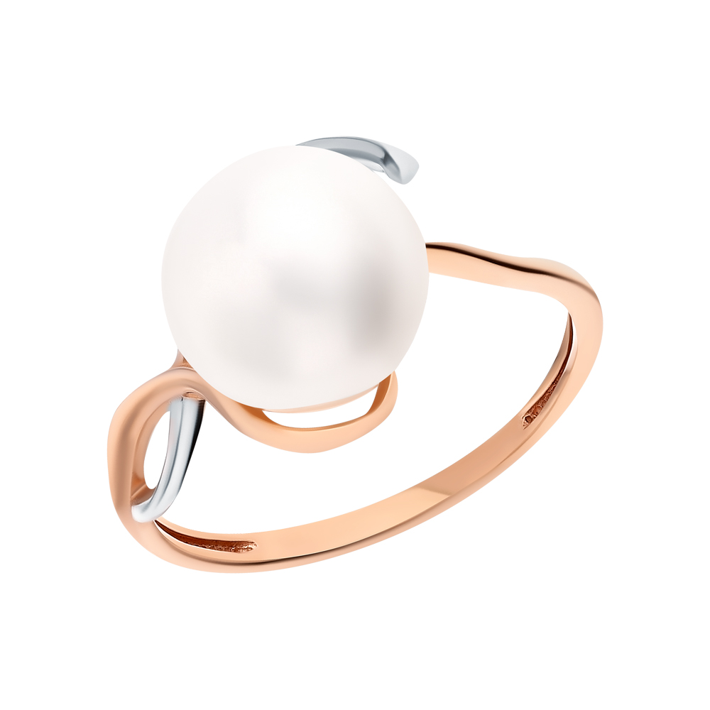 Кольцо из красного золота с жемчугом